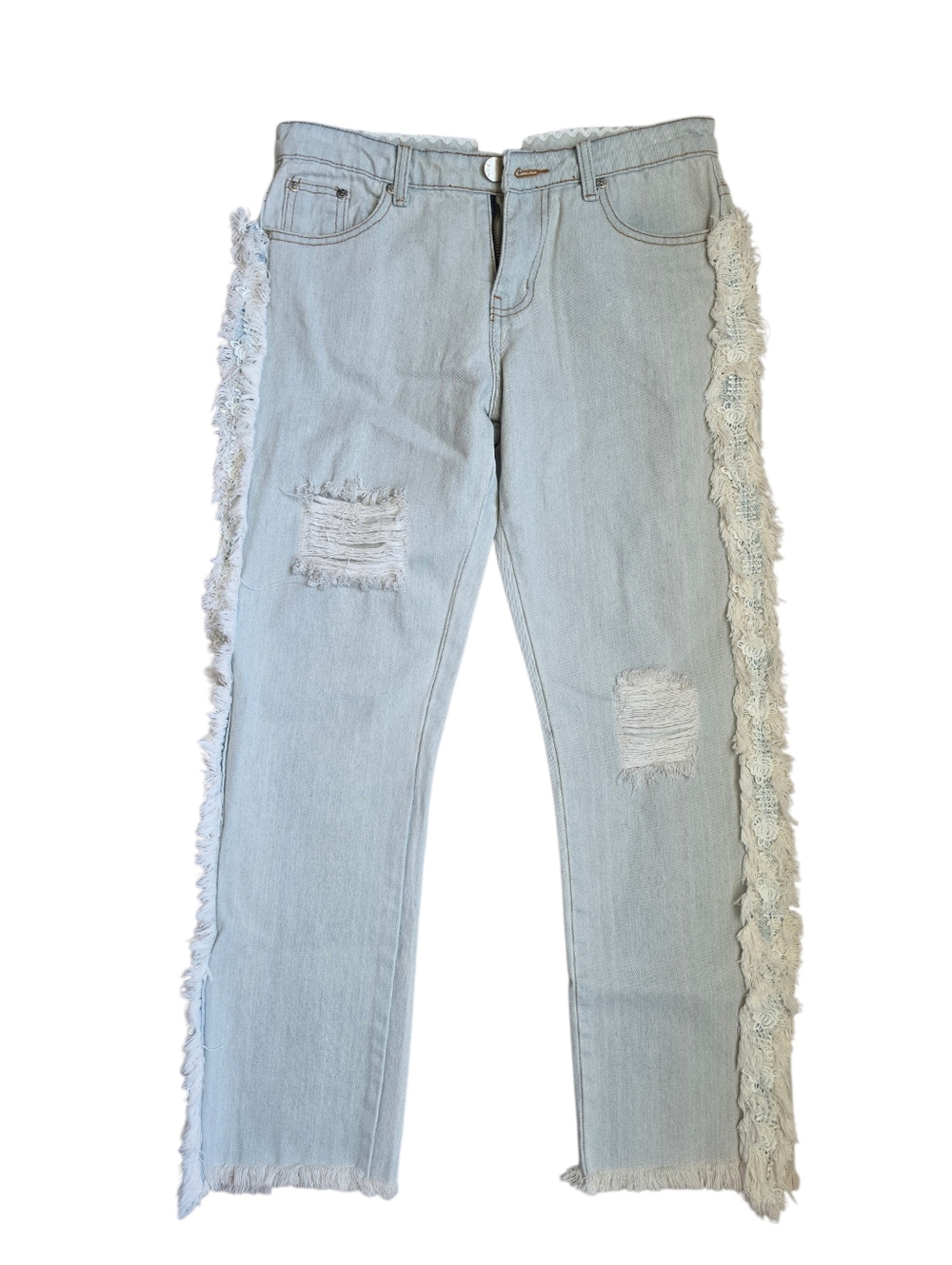 Pol Frayed Distressed Blue Jeans Size S